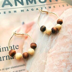 4/$25 Wooden Beads Hoop Earrings